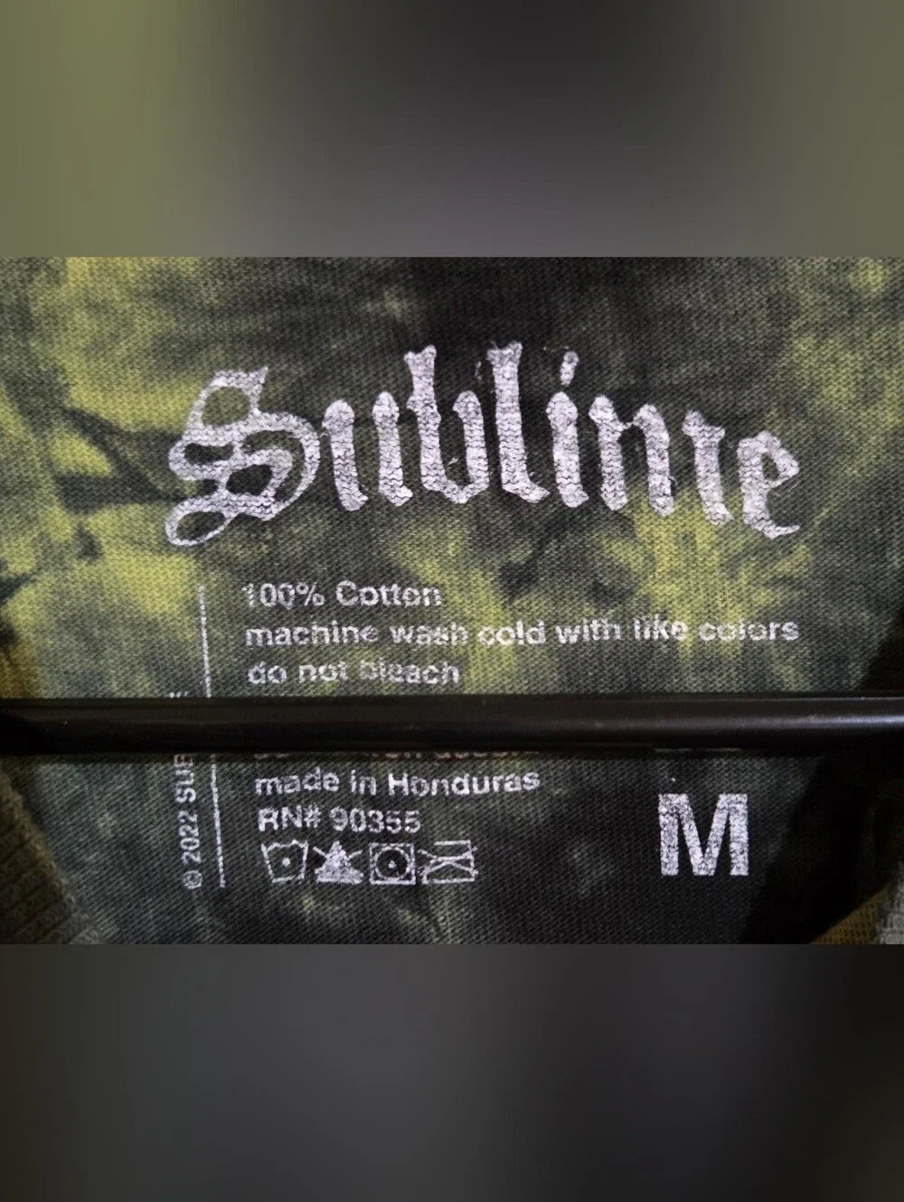 Sublime Black Neon Green Tie Dye Graphic Tee Size M NWOT